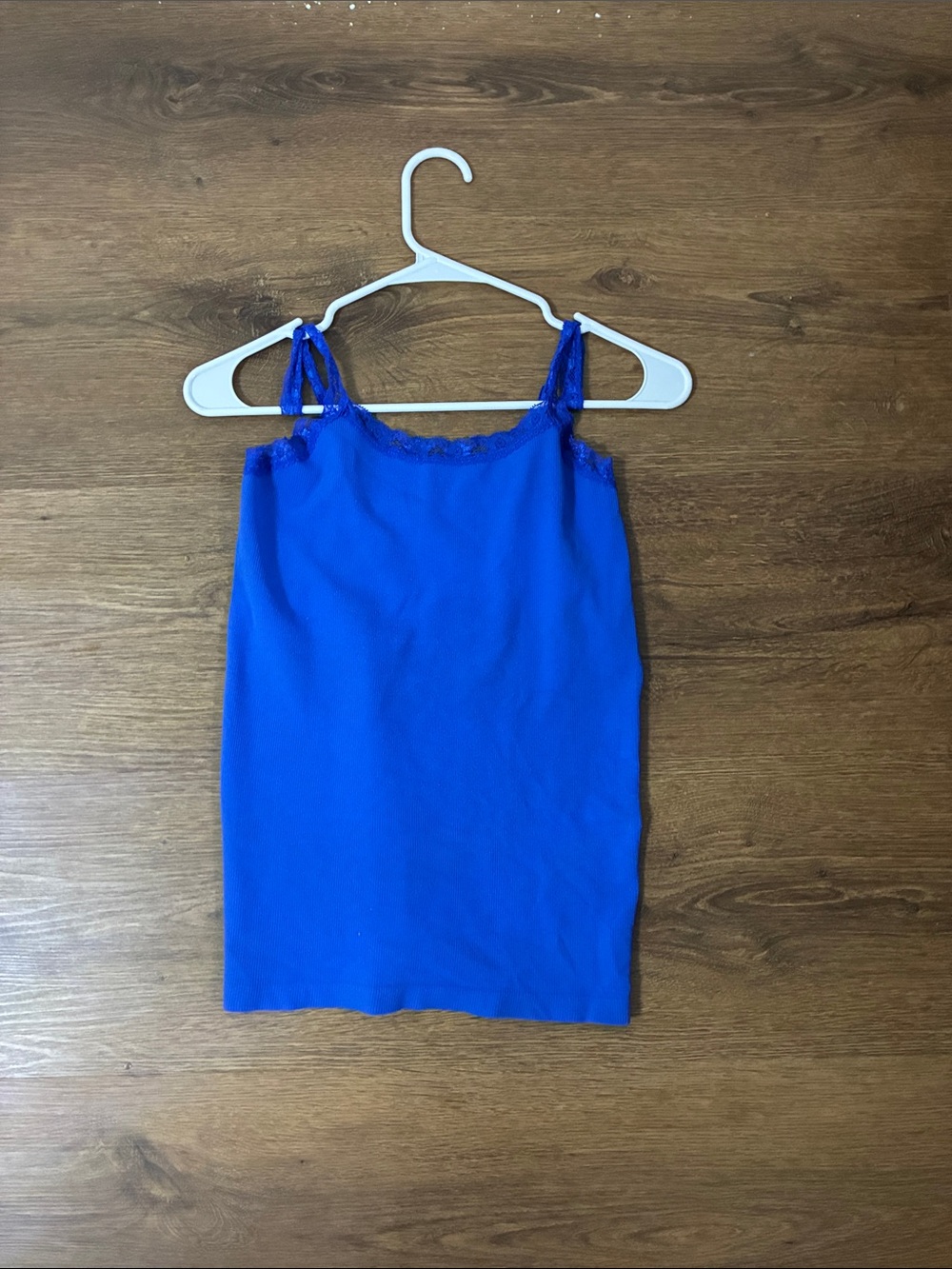 Blue Lace-Trim Women's Camisole Tank
